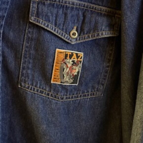 Y2K UNI-SEX HARLEY DAVIDSON LONG SLEEVE JEAN SHIRT SZ SM - Picture 4 of 12